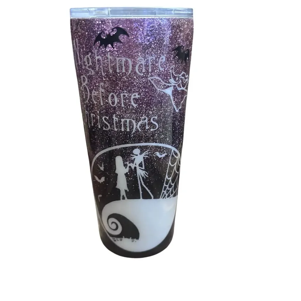 Night Before Christmas Custom Glitter Tumbler MARIAH seems New Signed by Artist